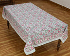 72x140 Inches Rectangle Hand Block Printed Cotton Tablecloth, Green Pink Floral Table Cloths Washable, Indian Table Linen for Halloween Christmas Outdoor Thanksgiving Gifts Home Decor Dinning Outdoor - Image 4