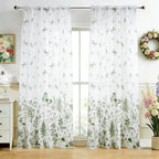 youleyar Floral Printed Curtains 72 Inches Long, 2 Panels Farmhouse Vintage Country Boho Design Curtain for Living Room, Floral and Butterfly Drapes for Bedroom, 52" W x 72" L by Youleyar