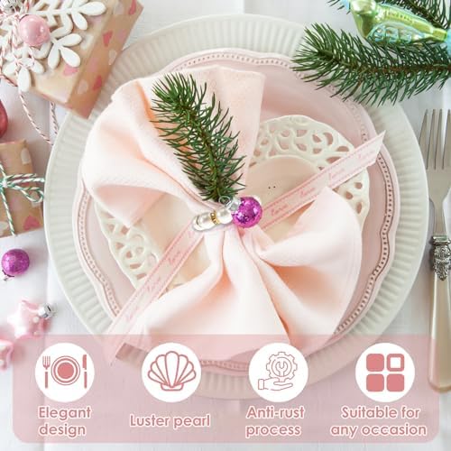 120Pcs Pearl Gold Napkin Ring Set Imitation Pearl Napkin Holder for Wedding - Image 4