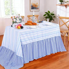 Easter Tablecloth Blue Rabbit Ruffle Table Cloth - 90 x 132 Inch Waterproof Tablecloths Rectangle Washable Polyester Bunny Flowers Table Cover for Birthday Wedding Dinner Picnic Party Decoration - Image 6