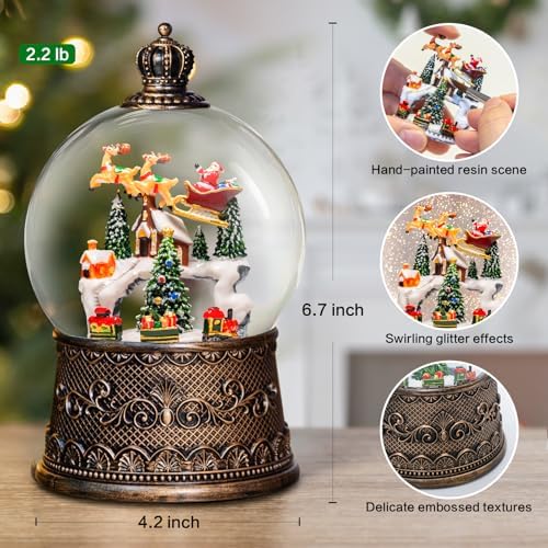 Christmas Snow Globes Lantern with Music, Winter Village Scene Snow Globes with Swirling Glitter Effects, USB/Battery Powered with 6-Hour Timer, Christmas Decorations - Image 4