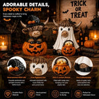 Karenhi 2 Pcs Halloween Highland Cows Figurines Resin, Pumpkin Decor - Image 4