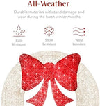 Best Choice Products 36in Pre-Lit Outdoor Christmas Wreath Decoration, LED Metal Holiday Decor for Home w/ 120 Lights, Bow - White/Red - Image 5