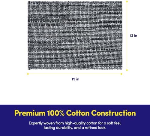 Sweet Home Collection 100% Cotton Placemats for Dining Room Rectangle Two Tone Woven Fabric Soft Durable Table Mat Set, Set of 6, Black, Rectangle 13" x 19" (Pack of 12) - Image 3