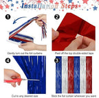 ZATAYE 8 Pack Blue Silver Red Foil Curtain Streamer Decorations - Image 3