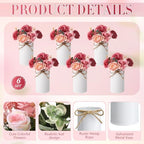 Domensi 6 Sets Wedding Centerpiece for Table Decoration Dusty Pink Artificial Fake Rose Flower with Metal Vase Faux Silk Rose Bouquet Floral Arrangement for Bridal Shower Home Dining - Image 4