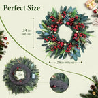 24" Pre-Lit Christmas Wreath Artificial Christmas Wreath with 50 LED Lights - Image 4
