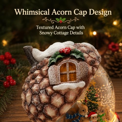 Christmas Snow Globe, Water Globe Acorn Squirrel Harvest Decor Lantern - Image 5