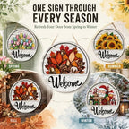 16 PCS Interchangeable Welcome Sign for Front Door, 11.8'' Magnetic Welcome Sign for Front Door with 16 Magnetic Icons, One Sign for Every Season for Home House Warming Gifts，1PC - Image 3