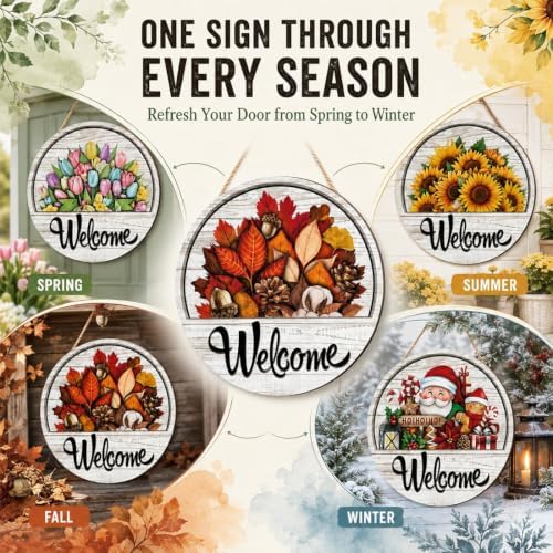 16 PCS Interchangeable Welcome Sign for Front Door, 11.8'' Magnetic Welcome Sign for Front Door with 16 Magnetic Icons, One Sign for Every Season for Home House Warming Gifts，1PC - Image 3