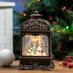 Christmas Village Snow Globe Lighted Flying Santa Scene, Musical Snow Water Lantern Swirling Glittering Home Decoration and Gift, Battery Operated or USB Powered - Image 5