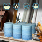 3x4 Inche Pillar Candles Ocean Scented Aromatherapy Candles Long Lasting Burn Blue Mottled 3-Layered Candles for Home Scented, SPA, Restaurant, Set of 3, Immeiscent - Image 5