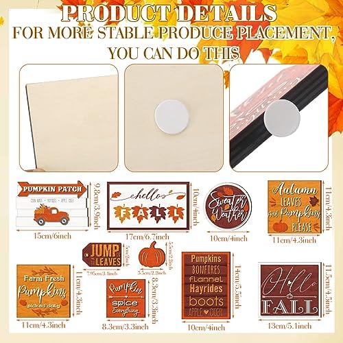 14 Pcs Halloween Tiered Tray Decor Set, Gnome Wood Table Signs (Simple) - Image 3
