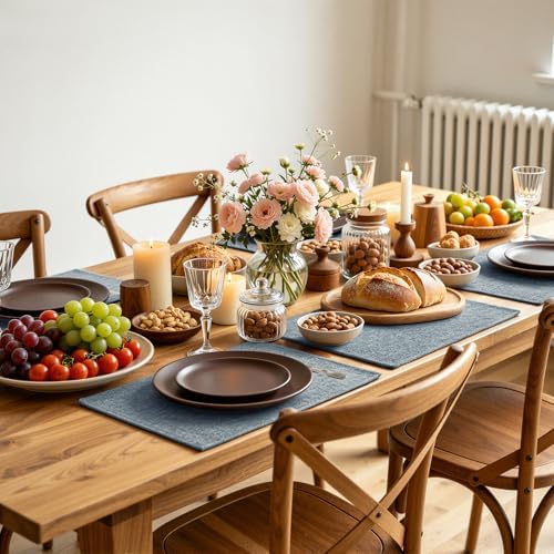 homing Faux Cotton Linen Placemats Set of 6, Cloth Dining Table Mats - Image 7