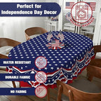 Oval 4th of July Tablecloth 60x120 Inch, Patriotic Red White and Blue Table Cloth, Polyester Waterproof Wrinkle Resistant Independence Day Table Cover for Memorial Day Decorations Decor - Image 5