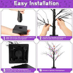 2Pack 24 Inch Halloween Spooky Tree with Lights, Lighted Tabletop Black Tree with Timer, Indoor Halloween Decorations for Home - Image 3