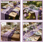 Remagr 12 Pcs Gradient Purple Cheesecloth Gauze Table Runners - Image 4