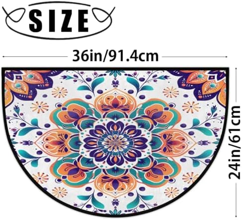 Mandala Door Mat for Outdoor Indoor Welcome Mat Half Round Doormat Entryway Rug 24" x 36" Door Mats for Home - Image 2