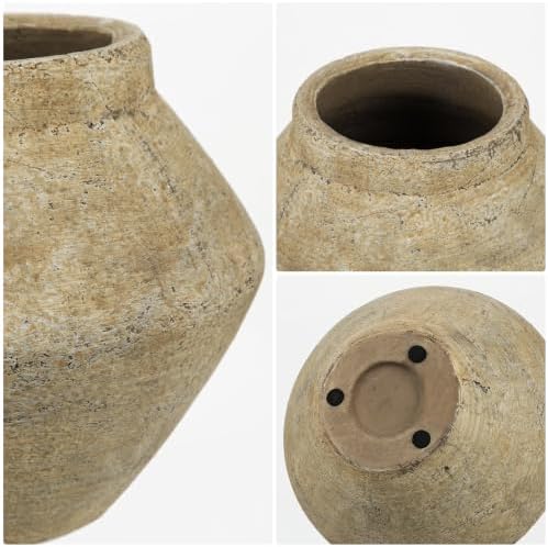 Briful Rustic Ceramic Vase 6'' Decorative Farmhouse Table Vase, Brown - Image 6