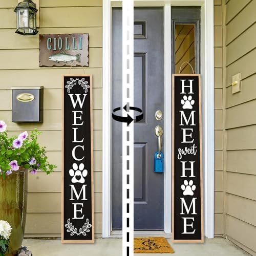 Outdoor Welcome Sign Front Porch Door Decor, 45"X9" Wood Black - Image 5