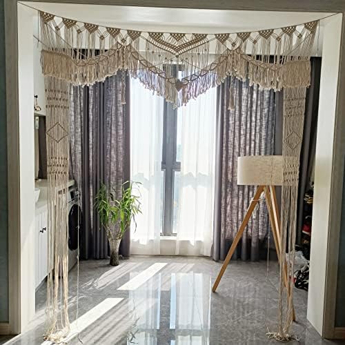 Kiido Large Macrame Wedding Backdrop(71" W x 86" L) for Arbor/Arch Bohemian Wall Hanging Decor Boho Doorway/Window Curtains Room Divider - Image 3