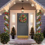 WANNA-CUL Pre-Lit 6ft Red Gold Christmas Garland with 30 LED Timer Lights - Image 6