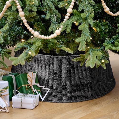 Hommtina Christmas Tree Collar- 26",Christmas Tree Base Christmas Basket Collar for Home, Living Room,for Covering Tree Stand (Black, 26 in) - Image 4