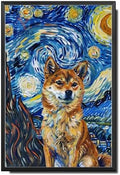 Metal Sign Tin Sign Vintage Wall Art Shiba Inu Starry Night Inu Foxy Shiba in A Celestial Sky for Home Japanese Style and Seasonal Displays Waterproof Aluminum 12×16 Inches with Metal Frame by YmyooForTinSign