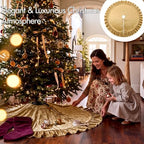 Velvet Christmas Tree Skirt, 60 Inches, Bow Style, Gold - Image 6