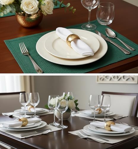 Hand Hammered Table Napkin Rings, Gold Tone, Set of 12 - Image 3
