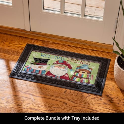 Evergreen Sassafras Fall Christmas Holiday Doormat Insert Bundle & Tray Set of 5, Interchangeable Entrance Door mats Indoor and Outdoor Welcome Mat 30 x 18 Tray Non Slip Backing Low Profile - Image 3