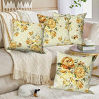Yellow Flower Throw Pillow Covers 24"x24" Set of 4, Countryside Floral Sofa Cushion Cover for Chair Couch Bed Living Room Office Car Garden Patio Farmhouse Indoor Outdoor Decorative - Image 4