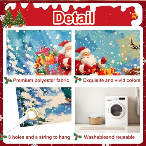 Christmas Garage Door Banner – Santa Claus with Sleigh & Reindeer Outdoor Decoration – 13×6 ft Holiday Garage Cover for Home, Yard, Party Decor - Image 4