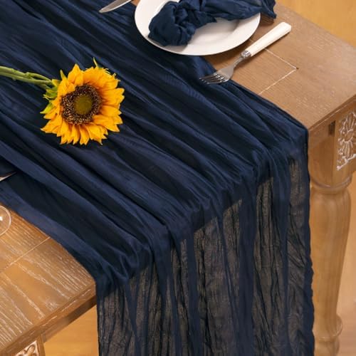 DeZerlor Navy Blue Cheesecloth Table Runners 12 Pack Fall Winter Runners - Image 4