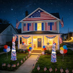 4th of July 5 Ft Artificial Christmas Tree Pop-Up Collapsible Pencil Christmas Trees with 100 Color for Indoor Outdoor Independence Day Patriotic Party Decorations (red Blue) - Image 7