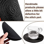 Set of 6 Round Woven Placemats,13.8 inch Cotton Plate Chargers Black Thick Tablemats Braided Tablemats for Dining Rattan Mats Weave Placemats for Table Decoration - Image 3