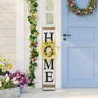 Glitzhome 42”H Wooden HOME Porch Sign with Interchangeable Wreaths for Front Door Vertical Farmhouse Standing Home Sign Hanging Wall Sign for Year Spring Fall Thanksgiving Christmas - Image 7
