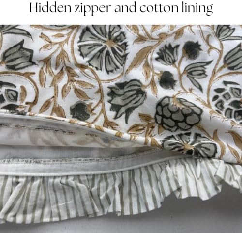 Set of 2 pillow covers with ruffles 20x20 inch Floral pillow covers green Farmhouse pillow covers for living room nursery couch throw pillow covers boho home decorative pillow for spring - Image 5