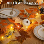 2 Pack 9Ft Fall Garland with Lights, Thanksgiving Mantel Decor - Image 3