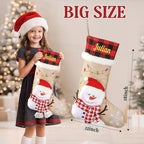 Personalized Christmas Stockings with Embroidered Name & Monogram,Custom 3D Xmas Character Stocking,18” Large,Santa,Snowman,Reindeer,Dog,Cat Fireplace Hanging Burlap Plaid Stockings(5 Pack) - Image 3