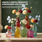 Colored Glass Vases Bulk 32 Pcs - Assorted Vintage Bud Vases for Wedding Centerpieces, Rustic Embossed Glass Bottles for Table Decor, Home Floral Arrangements with Bright Color Series (2-6 Inch) - Image 7