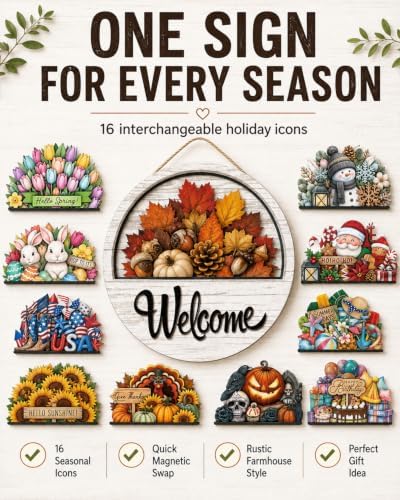 12PCS Interchangeable Welcome Sign for Front Door Every Season Decorations - Image 6