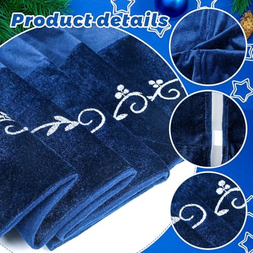 HyDren 84 Inch Velvet Christmas Blue Tree Skirt (Classical Style) - Image 3