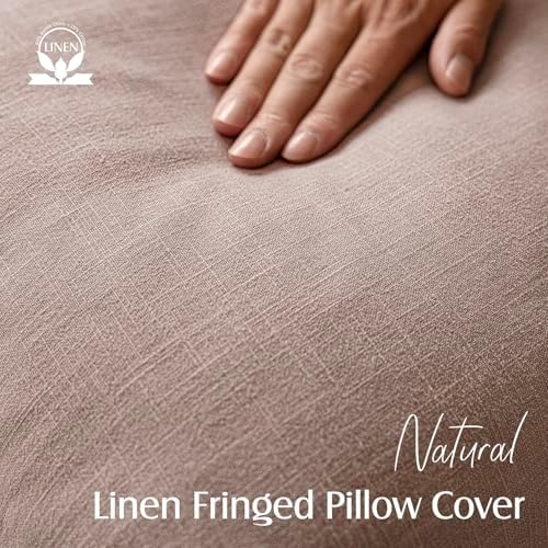 Foindtower Decorative Linen Fringe Throw Pillow Covers 22×22 Dusty Pink - Image 2