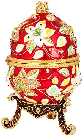 QIFU Easter Egg: Extra Large 7”, Hand Painted Enameled Decorative Hinged Jewelry Trinket Box Unique Gift for Home Decor and Collection - Image 2