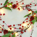 DR.DUDU Valentines Day 6 Ft Garland with Lights, Twig Garland with Pink Heart Roses and Berry Valentines Decor for Home Mantel by DRDUDU