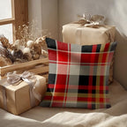 Batmerry Red Blue Abstract Plaid Throw Pillow Covers, Tartan Plaids Traditional Beige Decorative Pillow Covers Digital Printing Blended for Couch Sofa Bed Invisible Zipper 24X24 in(Set of 2) - Image 2
