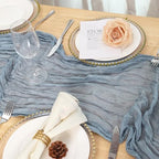 12 Pack Dusty Blue Cheesecloth Table Runner 120 Inch Boho Wedding Decor - Image 4
