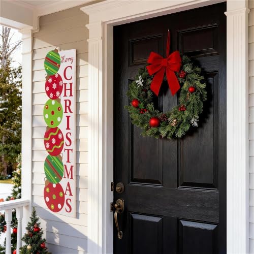 Glitzhome 42"H Lighted Christmas Ornament Porch Decor,Wooden Vertical Porch Sign With Timer,Merry Christmas Sign for Holiday Front Porch Outdoor Decorations - Image 5