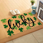 JarThenaAMCS St. Patrick's Day Natural Coir Door Mat Lucky Clover Welcome Floor Mat Green Shamrock Non-Slip Entrance Door Rugs for Irish Holiday Indoor Outdoor Home Bathroom Decor, 16.5 x 29 Inch - Image 6